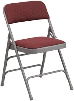 Flash Furniture 4 Pack HERCULES Series Curved Triple Braced & Double Hinged Burgundy Patterned Fabric Metal Folding Chair -Amazon Basics Furniture Shop 41EybXo9PAL. AC