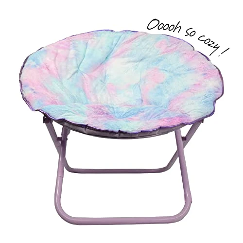 Urban Shop Faux Fur Foldable Saucer Chair, Rainbow 4 Urban Shop Faux Fur Foldable Saucer Chair, Rainbow - Image 4