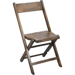 EMMA + OLIVER Slatted Wood Folding Wedding Chair - Event Chair - Antique Black, Set Of 2