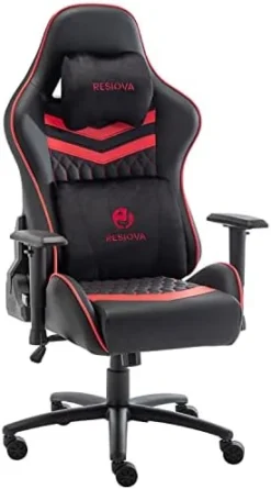 Resiova Gaming Chair Computer Office Gamer Chair With Lumbar Rest And Headrest Support,350lb Weight Capacity Metal Base Racing Style Pu Leather Ergonomic Desk Pc Chair… 26 Resiova Gaming Chair Computer Office Gamer Chair With Lumbar Rest And Headrest Support,350lb Weight Capacity Metal Base Racing Style Pu Leather Ergonomic Desk Pc Chair… -Amazon Basics Furniture Shop 41FUcKAUML. AC