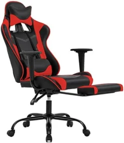 Gaming Chair With Footrest, Ergonomic Office Chair, Adjustable Swivel Leather Desk Chair, Reclining High Back Computer Chair With Lumbar Support And Headrest, Racing Style Video Gamer Chair -Amazon Basics Furniture Shop 41FWJ SURGL. AC