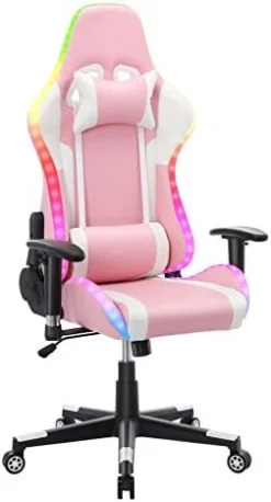 Gaming Chair With Speakers Video Game Chair With RGB Light Ergonomic Racing Office Chair PU Leather Recliner Computer Chair Swivel E-Sports Chair With Headrest Armrest Lumbar Support, Blue -Amazon Basics Furniture Shop 41FcFPNb2GL. AC