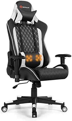 Goplus Massage Gaming Chair, Reclining Backrest Handrails And Seat Height Adjustment Racing Computer Office Chair, Ergonomic High Back Embroidered PU Swivel Game Chair With Headrest And Lumbar Cushion 9 Goplus Massage Gaming Chair, Reclining Backrest Handrails And Seat Height Adjustment Racing Computer Office Chair, Ergonomic High Back Embroidered PU Swivel Game Chair With Headrest And Lumbar Cushion - Image 9
