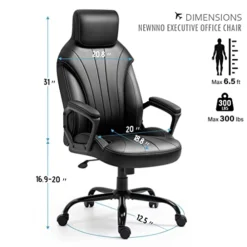 Newnno Office Chair Home Office Desk Chairs Executive And Managerial Chair High Back Comfortable Swivel Computer Chair With PU Leather Lumbar Support Wheels Padded Armrests (Black-2) 8 Newnno Office Chair Home Office Desk Chairs Executive And Managerial Chair High Back Comfortable Swivel Computer Chair With PU Leather Lumbar Support Wheels Padded Armrests (Black-2) -Amazon Basics Furniture Shop 41G0bkTsQIL