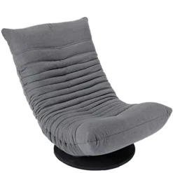 BIRDROCK HOME Swivel Floor Chair For Adults Or Kids | 30.5" H X 23.64" W. 8" Thick Cushion | Grey | 360 Rotating Gaming Seats | Comfy Back Support | Foldable Banana Chair