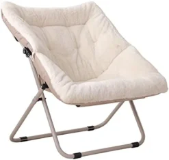 Tiita Saucer Chair, Soft Faux Fur Oversized Folding Accent Chair, Soft Furry Lounge Lazy Chair, Metal Frame Moon Chair For Bedroom, Living Room, Dorm Rooms, Garden And Courtyard -Amazon Basics Furniture Shop 41GJ5vnulyL. AC