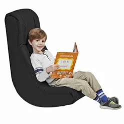 Factory Direct Partners 10488-BK Soft Floor Rocker - Cushioned Ground Chair For Kids Teens And Adults - Great For Reading, Gaming, Meditating, TV - Black