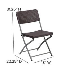 Flash Furniture HERCULES Series Brown Plastic Rattan Folding Chair With Grey Frame -Amazon Basics Furniture Shop 41Gc1gK9CkL