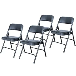 OEF Furnishings (4 Pack Premium Vinyl Padded Folding Chair, Blue