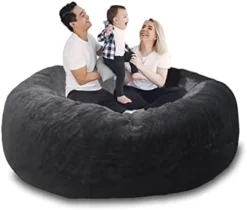Bean Bag Chairs, 7ft Giant Bean Bag Chair For Adults, Big Bean Bag Cover Comfy Large Bean Bag Bed (No Filler, Cover Only) Fluffy Lazy Sofa (Dark Grey), 7ft(180*80cm)(Black) -Amazon Basics Furniture Shop 41GrEpb0P5L. AC