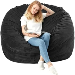 Azaeahom Bean Bag Chair：Large 5' Bean Bags With Memory Foam Filled, Large Beanbag Chairs Soft Sofa With Dutch Velet Cover-56×56"×36"(Royal Blue) -Amazon Basics Furniture Shop 41H2yY11GFL. AC