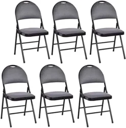 Nightcore Set Of 6 Folding Chairs, Upholstered Chair Set, Double Hinged Lounge Chair With Cushioned Seat, Armless Chairs, Portable Metal Chairs With Carrying Handle, Footrest And Non-Slip Feet (Black) 11 Nightcore Set Of 6 Folding Chairs, Upholstered Chair Set, Double Hinged Lounge Chair With Cushioned Seat, Armless Chairs, Portable Metal Chairs With Carrying Handle, Footrest And Non-Slip Feet (Black) -Amazon Basics Furniture Shop 41H5WU5vs L. AC