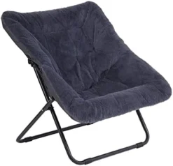 Tiita Saucer Chair, Soft Faux Fur Oversized Folding Accent Chair, Soft Furry Lounge Lazy Chair, Metal Frame Moon Chair For Bedroom, Living Room, Dorm Rooms, Garden And Courtyard -Amazon Basics Furniture Shop 41HCF E9sbL. AC