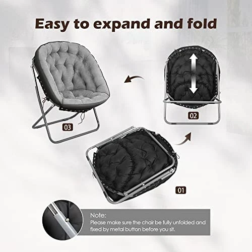 Iw I WISH Saucer Chair For Adults, Oversized Saucer Chair, Folding Saucer Chair, Bedroom Papasan Chair, Comfy Moon Chair (Grey) 5 Iw I WISH Saucer Chair For Adults, Oversized Saucer Chair, Folding Saucer Chair, Bedroom Papasan Chair, Comfy Moon Chair (Grey) - Image 5