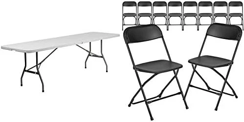 Flash Furniture 8-Foot Bi-Fold Granite White Plastic Banquet And Event Folding Table With Carrying Handle & 10 Pack Hercules Series 650 Lb. Capacity Premium White Plastic Folding Chair 6 Flash Furniture 8-Foot Bi-Fold Granite White Plastic Banquet And Event Folding Table With Carrying Handle & 10 Pack Hercules Series 650 Lb. Capacity Premium White Plastic Folding Chair - Image 6