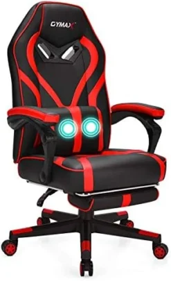 GYMAX Gaming Chair Office Chair, Adjustable Swivel Racing Style Computer Chair With Massage Lumbar Support, Headrest Armrest & Retractable Footrest, Video Gaming Chair For Home Theatre (Pink) -Amazon Basics Furniture Shop 41HMaRluwKL. AC