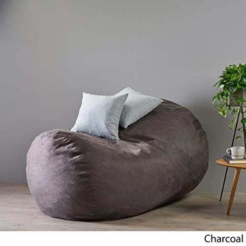 Great Deal Furniture Haley 6 Ft Faux Suede Microfiber Bean Bag (Charcoal) 3 Great Deal Furniture Haley 6 Ft Faux Suede Microfiber Bean Bag (Charcoal) - Image 3