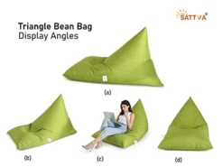 SATTVA 5ft Triangle Bean Bag For Adults - Big Bean Bag Covers Only (No Filling), Love Sack Bean Bag Oversized, All Weather Water Resistant Ultra Soft Zipper, For Dorm & Family Room (Green) -Amazon Basics Furniture Shop 41HUN6W0SUL