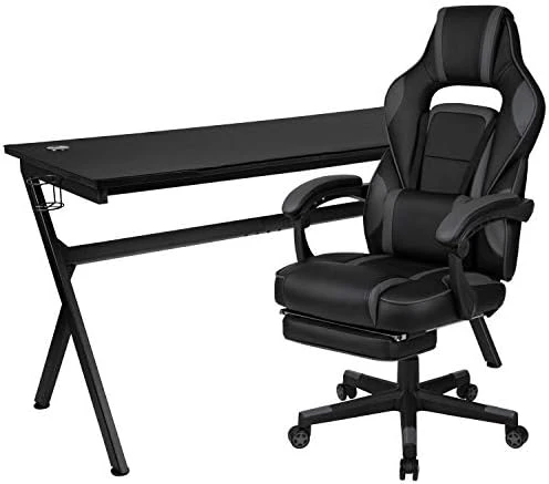 Flash Furniture Red Gaming Desk With Cup Holder/Headphone Hook & Red Reclining Back/Arms Gaming Chair With Footrest 9 Flash Furniture Red Gaming Desk With Cup Holder/Headphone Hook & Red Reclining Back/Arms Gaming Chair With Footrest - Image 9