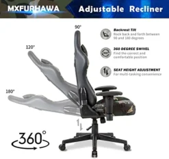 Gaming Chair PC Office Chair Computer Racing Chair PU Desk Task Chair Ergonomic 360°-Swivel Rolling Chair Adjustable E-Sports Chair With Lumbar Support And Headrest For Office Or Gaming (Camouflage) -Amazon Basics Furniture Shop 41HgvTMb7fL