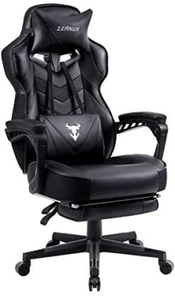 Zeanus Gaming Chairs With Footrest Recliner Computer Chair For Adults Massage Gaming Chair Big And Tall Gaming Chair Ergonomic Office Gamer Chair For Heavy People Recliner Racing Gaming Chair Black