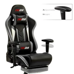 IWMH Gaming Chair, Racing Ergonomic Office Computer Chair With Footrest, High Back Reclining Desk Chair, Adjustable Leather Gamer Chair With Headrest And Lumbar Support, Gray -Amazon Basics Furniture Shop 41IDthGlyWL