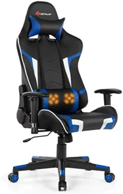 GENERIC Renatone Gaming Chair Massage Ergonomic Office Chair, Computer Racing Chair, High Back PU Leather Adjustable Arms Headrest Lumbar Support, Rolling Swivel Executive Chair (Red) -Amazon Basics Furniture Shop 41IK1Zq7YvL. AC