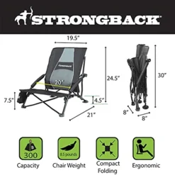 STRONGBACK Low Gravity Beach Chair With Built-in Lumbar Back Support, Heavy Duty Portable Folding Beach Chair For Adults -Amazon Basics Furniture Shop 41ITI7D5cZL