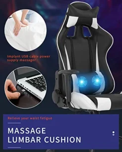 Gaming Chair Ergonomic Office Chair Massage Desk Chair Racing Style PU Leather Computer Chair Adjustable With Lumbar Support And Headrest Gamer Chair -Amazon Basics Furniture Shop 41IXYBi0fXL