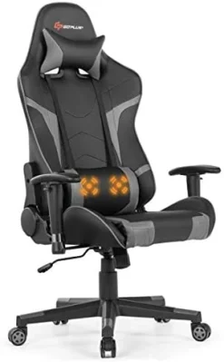 GENERIC Renatone Gaming Chair Massage Ergonomic Office Chair, Computer Racing Chair, High Back PU Leather Adjustable Arms Headrest Lumbar Support, Rolling Swivel Executive Chair (Red) -Amazon Basics Furniture Shop 41Ia5OB ubL. AC