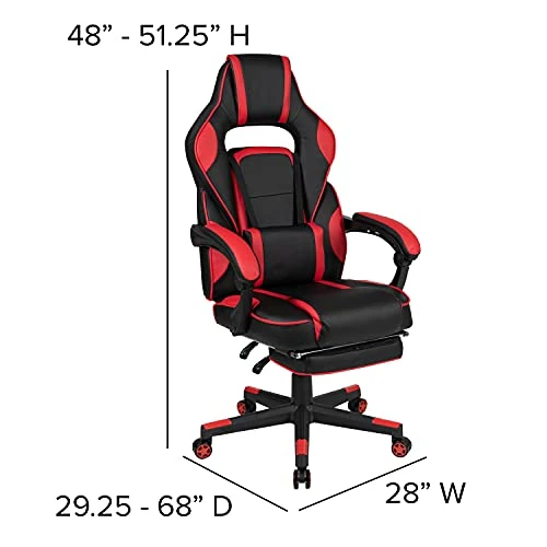 Flash Furniture Red Gaming Desk With Cup Holder/Headphone Hook & Red Reclining Back/Arms Gaming Chair With Footrest 4 Flash Furniture Red Gaming Desk With Cup Holder/Headphone Hook & Red Reclining Back/Arms Gaming Chair With Footrest - Image 4