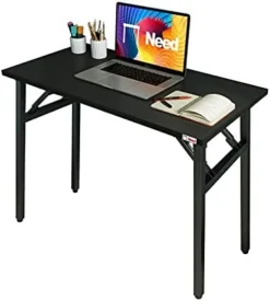 Need Folding Desk For Home Office 39-3/8'' Length Modern Folding Table Computer Desk No Install Needed Teak Color Desktop Black Frame, AC5BB(10060) -Amazon Basics Furniture Shop 41IlP1o11gS. AC