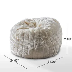 Christopher Knight Home Laraine Furry Glam White Faux Fur 3 Ft. Bean Bag, Small -Amazon Basics Furniture Shop 41JIxlLVrnL