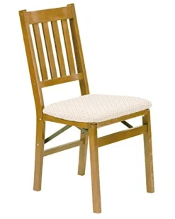 Meco STAKMORE Arts And Craft Folding Chair Oak Finish, Set Of 2, Wood