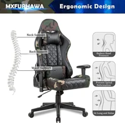 Gaming Chair PC Office Chair Computer Racing Chair PU Desk Task Chair Ergonomic 360°-Swivel Rolling Chair Adjustable E-Sports Chair With Lumbar Support And Headrest For Office Or Gaming (Camouflage) -Amazon Basics Furniture Shop 41JgCIClCKL