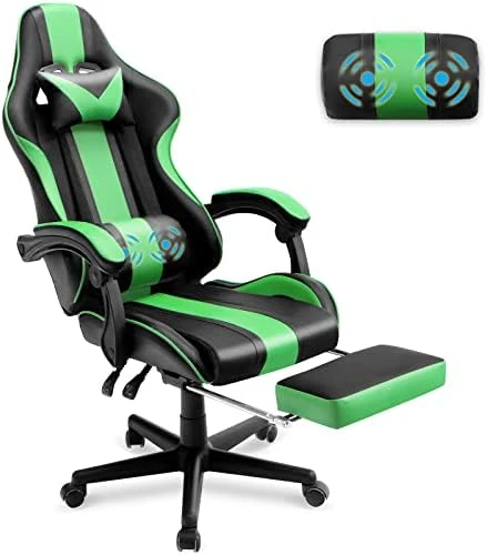 Ferghana Green Gaming Chair With Footrest, Ergonomic Gamer Chair,Office Computer Gaming Chairs,E-Sports Racing Game Chair With Lumbar Pillow And Headrest 6 Ferghana Green Gaming Chair With Footrest, Ergonomic Gamer Chair,Office Computer Gaming Chairs,E-Sports Racing Game Chair With Lumbar Pillow And Headrest - Image 6