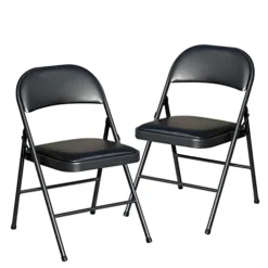 KAIHAOWIN Folding Chairs 2 Pack Vinyl Folding Chairs Portable Easy Storage Foldable Chair-Stackable Morden Commercial Seat With Powder-Coated Durable Metal Frame For Indoor/Outdoor Office Camping