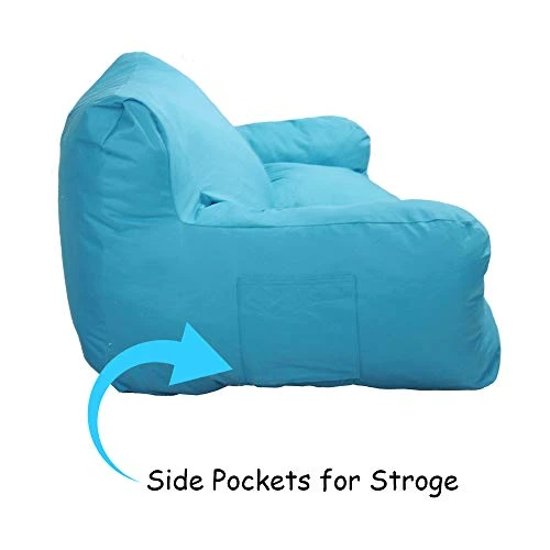 Blue Bean Bag Chair Kids Self-Inflated Sponge Stuffed Beanless Dorm Chair For Adults,Double Seats Sofa Lounger Couch Furniture For Indoor And Outdoor 3 Blue Bean Bag Chair Kids Self-Inflated Sponge Stuffed Beanless Dorm Chair For Adults,Double Seats Sofa Lounger Couch Furniture For Indoor And Outdoor - Image 3