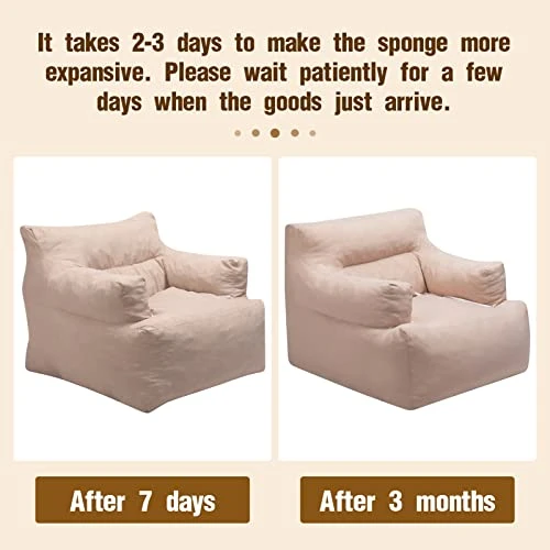 HollyHOME Bean Bag Sofa Chair, 37LB Memory Foam Filled Lounge Arm Puff Chair, Upholstered Single Couch With Washable Cover, Padded Lazy Sofa For Living Room, Bedroom, 32"(D) X34(W) X28(H), Grey 6 HollyHOME Bean Bag Sofa Chair, 37LB Memory Foam Filled Lounge Arm Puff Chair, Upholstered Single Couch With Washable Cover, Padded Lazy Sofa For Living Room, Bedroom, 32"(D) X34(W) X28(H), Grey - Image 6