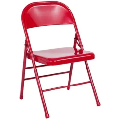 Flash Furniture 2 Pack HERCULES Series Triple Braced & Double Hinged Red Metal Folding Chair