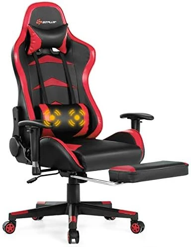 Goplus Massage Gaming Chair, Reclining Backrest, Handrails And Seat Height Adjustment Racing Computer Office Chair, High Back Ergonomic PU Leather Swivel PC Game Chair With Footrest 7 Goplus Massage Gaming Chair, Reclining Backrest, Handrails And Seat Height Adjustment Racing Computer Office Chair, High Back Ergonomic PU Leather Swivel PC Game Chair With Footrest - Image 7