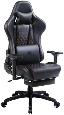 Dowinx Gaming Chair Ergonomic Racing Style Recliner With Massage Lumbar Support,4D Armrests Game Chair For Computer PU Leather With Retractable Footrest Black -Amazon Basics Furniture Shop 41KsoSk4R L. AC