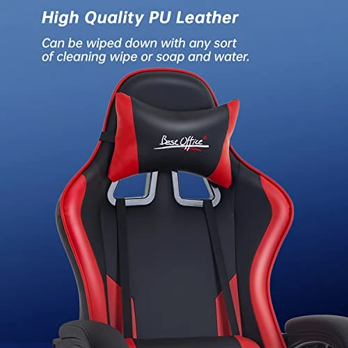 Gaming Chair Office Chair Desk Chair With Footrest Lumbar Support Headrest Armrest Task Rolling Swivel Ergonomic E-Sports Adjustable PC Gamer Chair (Red) 1 Gaming Chair Office Chair Desk Chair With Footrest Lumbar Support Headrest Armrest Task Rolling Swivel Ergonomic E-Sports Adjustable PC Gamer Chair (Red)