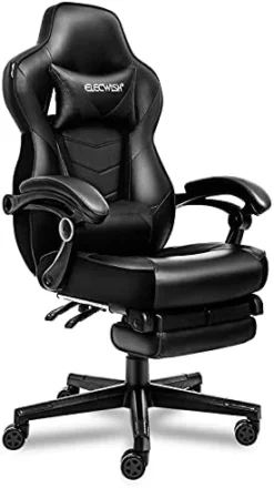 Gaming Chair For Adults Ergonomic Racing Style High Back Computer Chair With Footrest Headrest And Lumbar Support PU Leather 90-150 Degree Tilt -Amazon Basics Furniture Shop 41LB6BeH4eS. AC