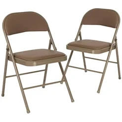 EMMA + OLIVER 2 Pack Double Braced Beige Vinyl Folding Chair -Amazon Basics Furniture Shop 41LI7PazIeS