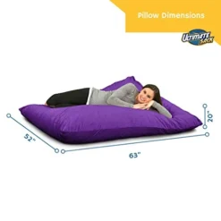ULTIMATE SACK Ultimate Pillow: Giant Foam-Filled Furniture - Machine Washable Covers, Double Stitched Seams, Durable Inner Liner, And 100% Virgin Foam. Giant Pillow. (Purple, Suede) -Amazon Basics Furniture Shop 41LKZ51WVAL