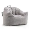 Big Joe Hug Bean Bag Chair, Gray Hyde, 3ft & Milano Bean Bag Chair, Gray Plush, 2.5ft