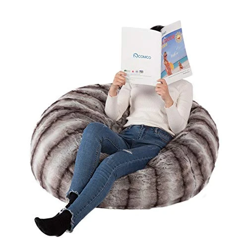 Dporticus Bean Bag Chair, Memory Foam Filling Sofa With Furry Fur Plush Cover, For Adults And Kids 3 Ft, Crepe Print 4 Dporticus Bean Bag Chair, Memory Foam Filling Sofa With Furry Fur Plush Cover, For Adults And Kids 3 Ft, Crepe Print - Image 4