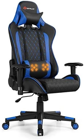 Goplus Massage Gaming Chair, Reclining Backrest Handrails And Seat Height Adjustment Racing Computer Office Chair, Ergonomic High Back Embroidered PU Swivel Game Chair With Headrest And Lumbar Cushion 6 Goplus Massage Gaming Chair, Reclining Backrest Handrails And Seat Height Adjustment Racing Computer Office Chair, Ergonomic High Back Embroidered PU Swivel Game Chair With Headrest And Lumbar Cushion - Image 6