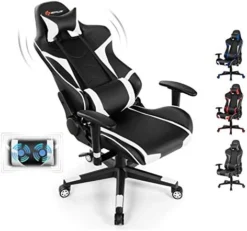 Goplus Gaming Chair, Massage Office Chair Computer Gaming Racing Chair, High Back PU Leather Adjustable Arms Headrest Ergonomic Reclining Game Chair, Rolling Swivel Executive Chair -Amazon Basics Furniture Shop 41LrHpkFpUL. AC